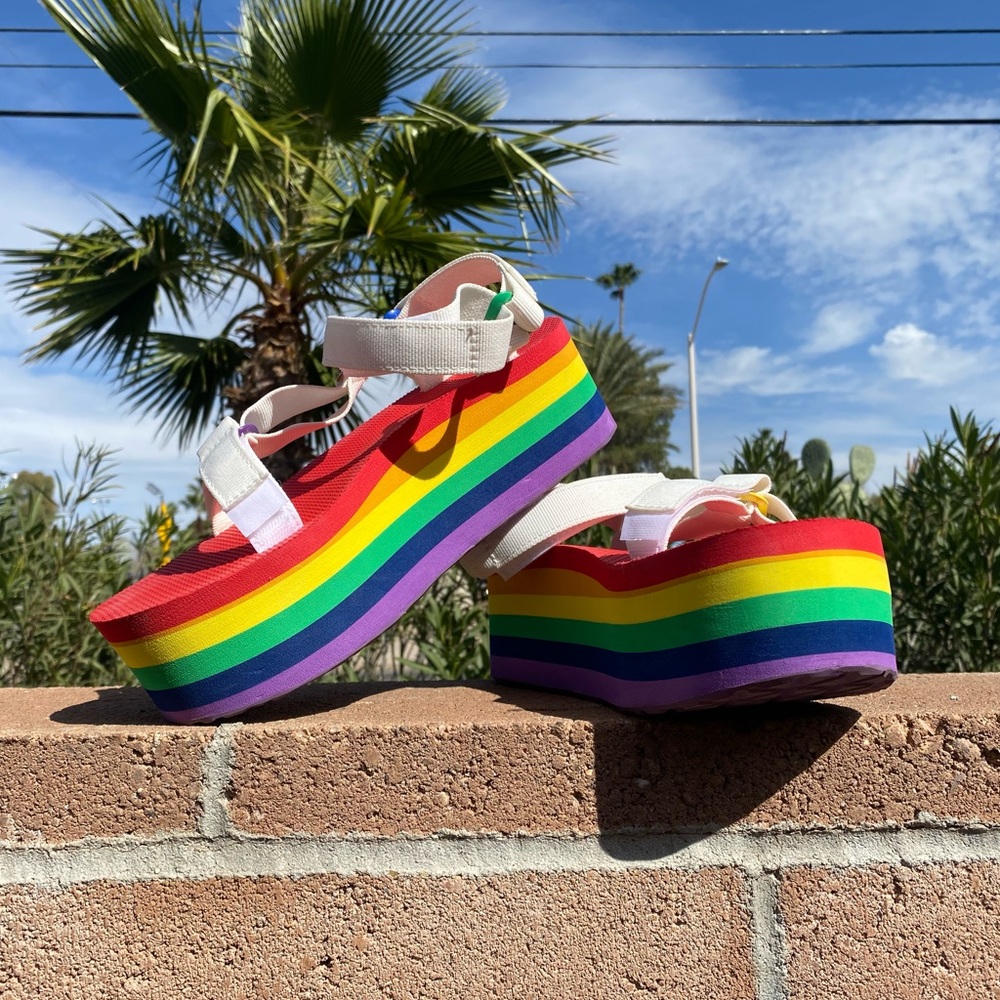 Teva Platform Stacked Pride Rainbow Sandals